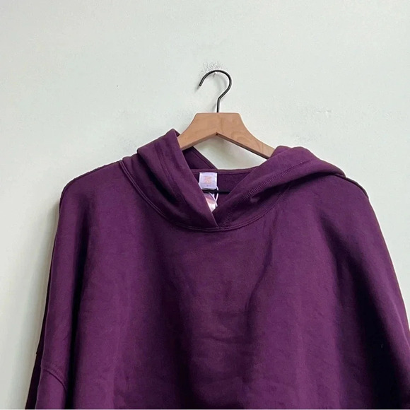 NEW Savage X Fenty Essential Fleece Scope Logo Cropped Hoodie Late night Purple - Picture 5 of 13